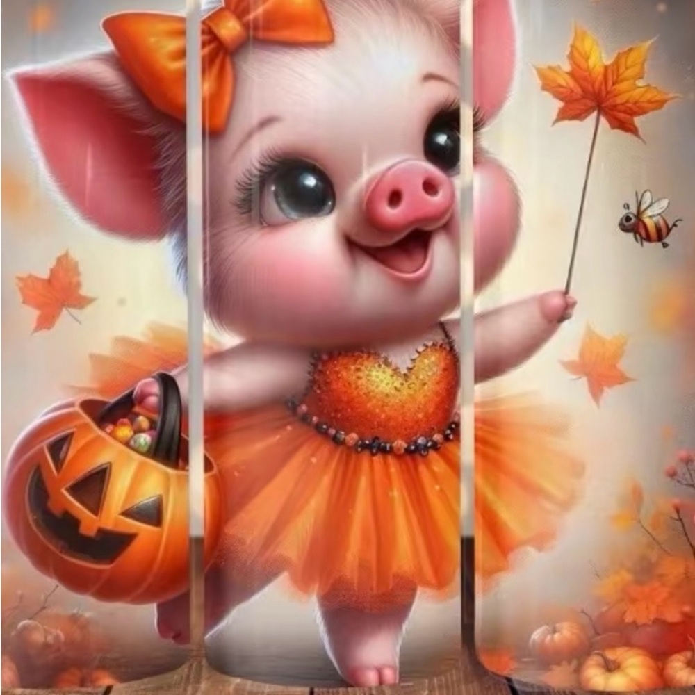 Handmade‎ Piggy Halloween Tumbler. NWOT